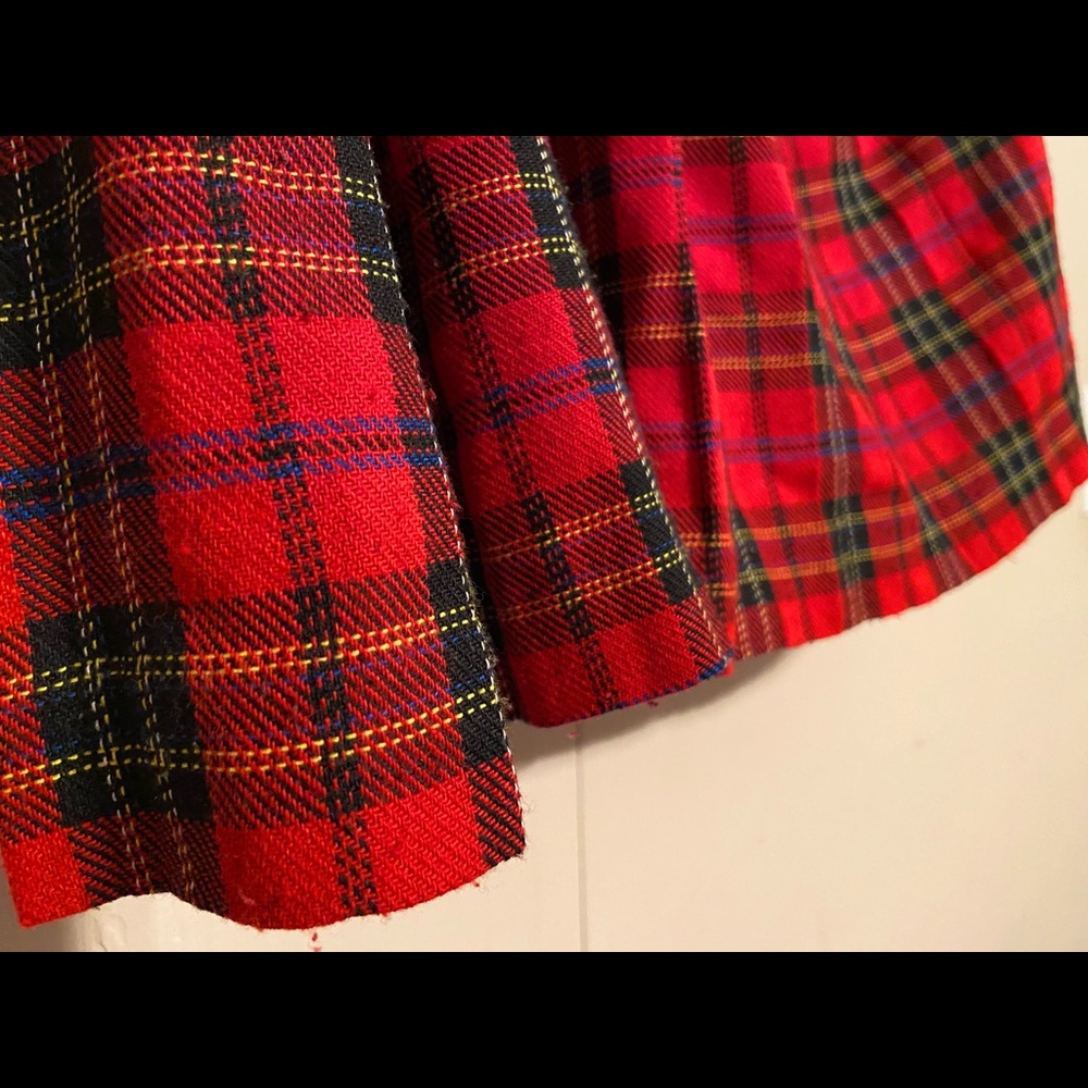 TRUE VINTAGE/Retro Dark Academia Red Plaid/Tartan Skirt - Picture 8 of 11